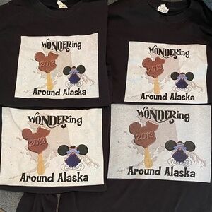 🚢4 Black Long Sleeve Tee Shirts, Unisex 2 Large & 2 Small- Alaska Disney Cruise